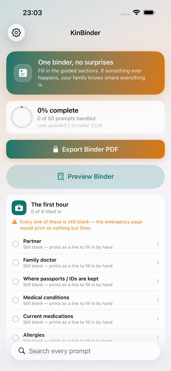 KinBinder screenshot 1