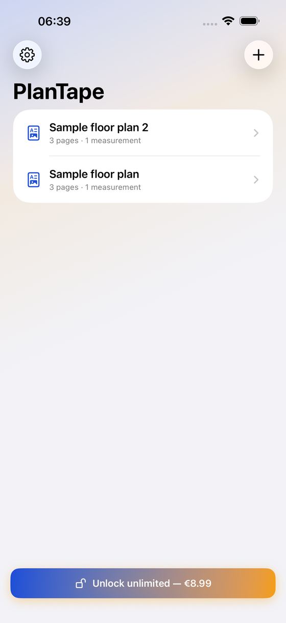 PlanTape screenshot 1